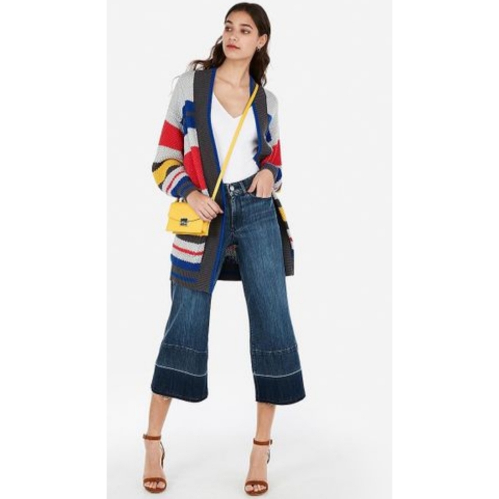 EXPRESS BLUE STRIPES  WEDGE  CARDIGAN 🆕